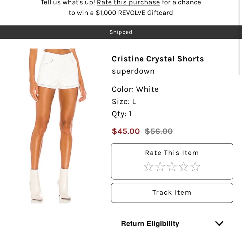 white superdown shorts